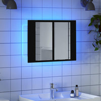 Armadietto a Specchio con Luci LED-Mobiletto a specchio Nero 60x12x45 cm in Acrilico