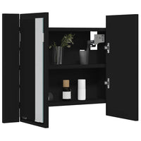 Armadietto a Specchio con Luci LED-Mobiletto a specchio Nero 60x12x45 cm in Acrilico