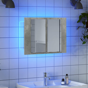 Armadietto a Specchio con Luci LED-Mobiletto a specchio Grigio Cemento in Acrilico 786044