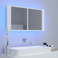 Mobile da bagno con specchio LED bianco 90 x 12 x 45 cm acrilico 02_0006652