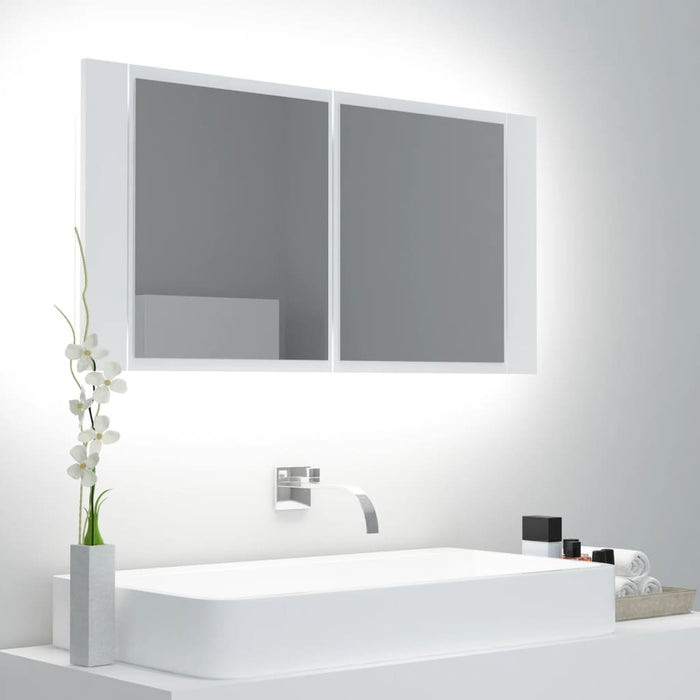 Armadietto a Specchio con Luci LED Bianco 90x12x45 in Acrilico 804972