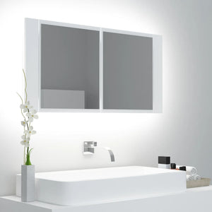Armadietto a Specchio con Luci LED Bianco 90x12x45 in Acrilico 804972