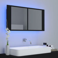 Armadietto a Specchio con Luci LED Nero 90x12x45 cm in Acrilicocod mxl 94738