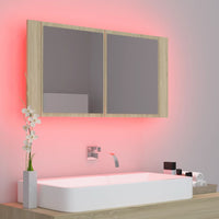 Armadietto a Specchio con Luci LED Rovere Sonoma in Acrilico 804975