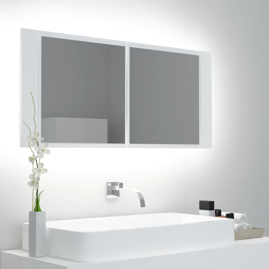 Specchio da Bagno con LED-Specchio per Bagno Bianco 100x12x45 cm in Acrilico