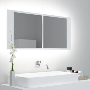 Specchio da Bagno con LED-Specchio per Bagno Bianco 100x12x45 cm in Acrilico