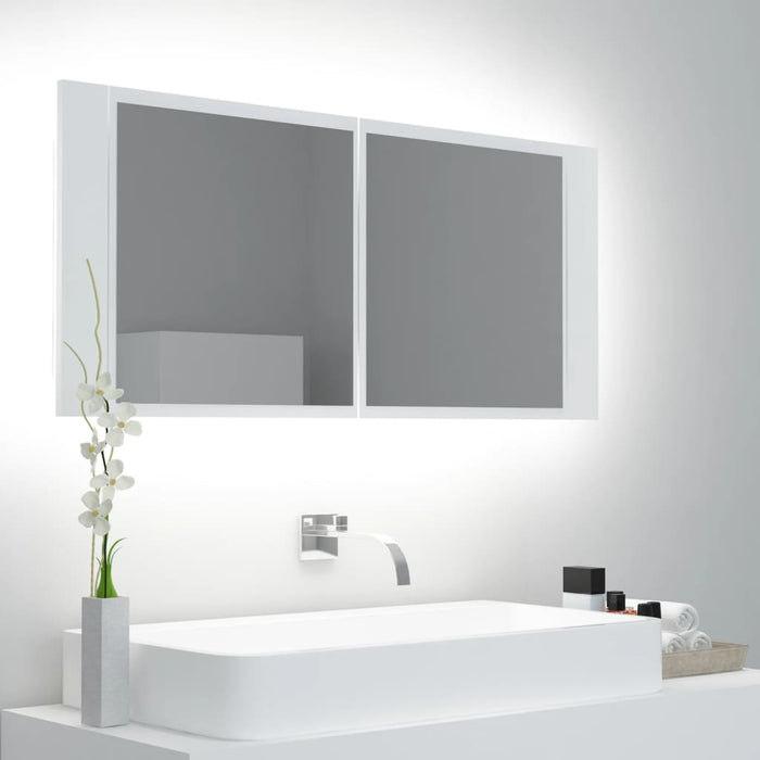 Specchio da Bagno con LED-Specchio per Bagno Bianco 100x12x45 cm in Acrilico