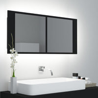 Armadietto a Specchio con Luci LED Nero 100x12x45cm in Acrilicocod mxl 121300