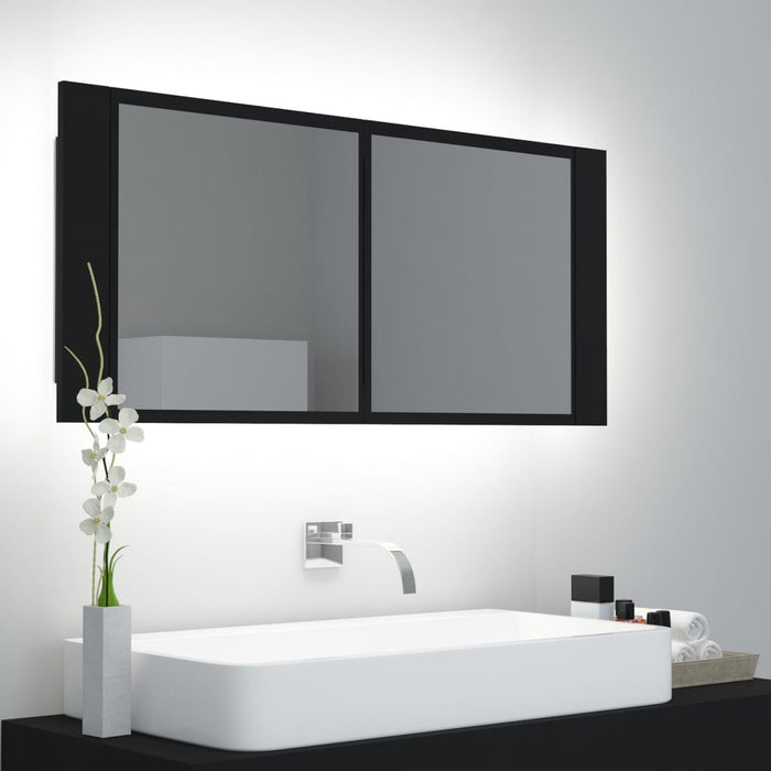 Armadietto a Specchio con Luci LED Nero 100x12x45cm in Acrilicocod mxl 121300