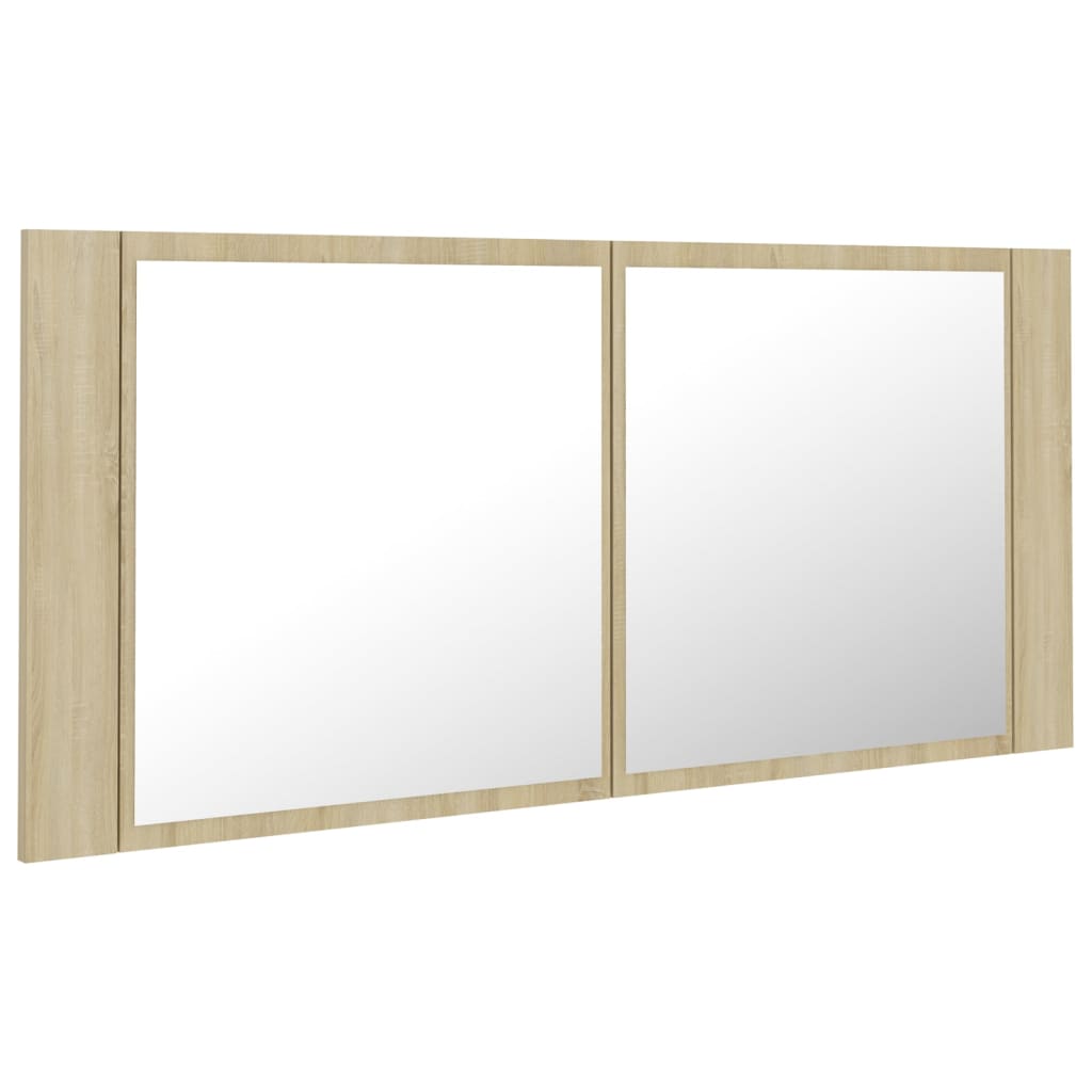 Armadietto a Specchio con Luci LED-Mobile con specchio Rovere Sonoma in Acrilico 163182