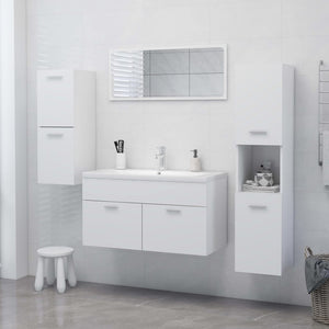 Armadio da Bagno Bianco 30x30x80 cm in Legno Multistrato