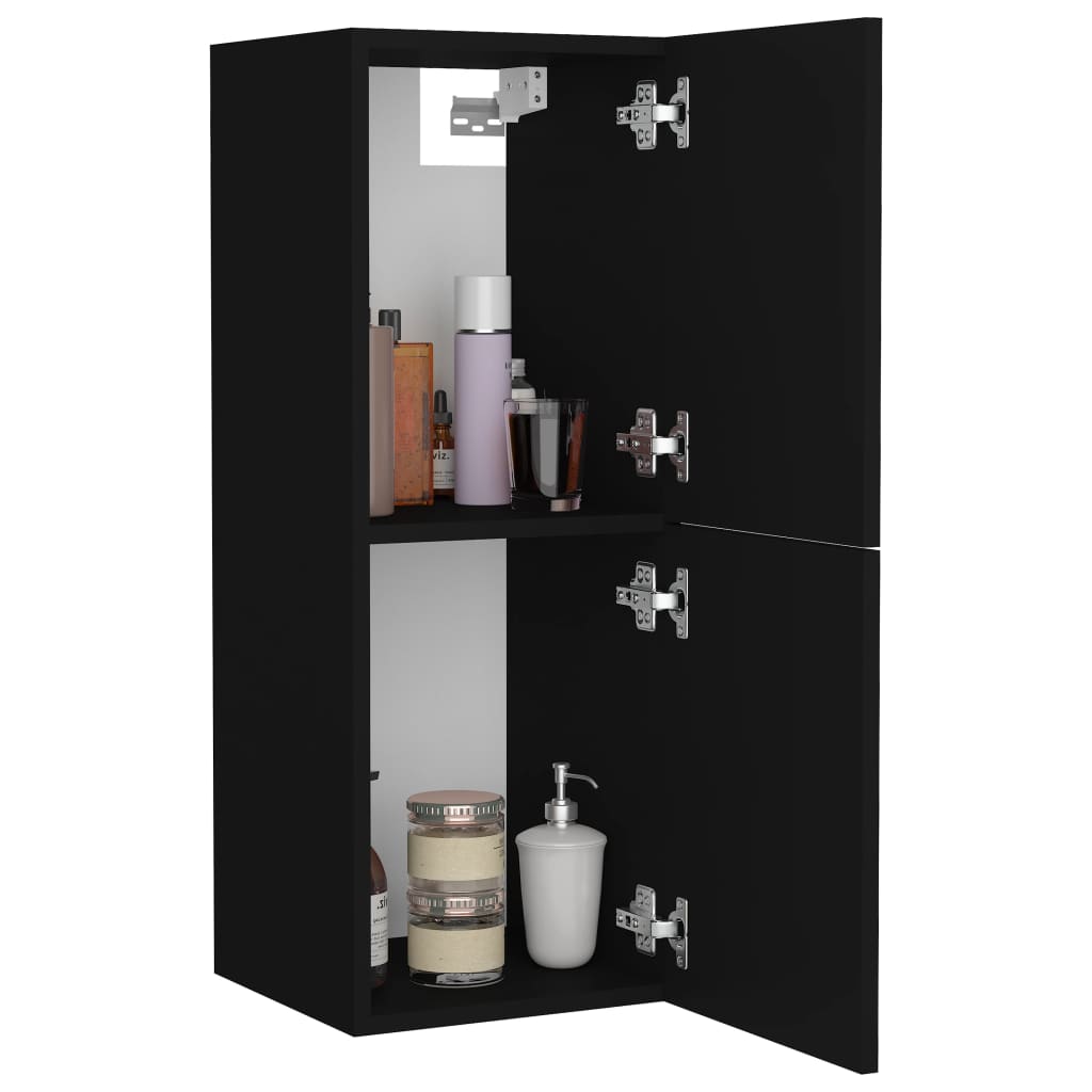 Mobile da Bagno Nero 30x30x80 cm in Legno Multistrato 804989