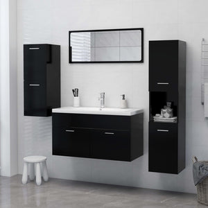 Mobile da Bagno Nero 30x30x80 cm in Legno Multistrato 804989