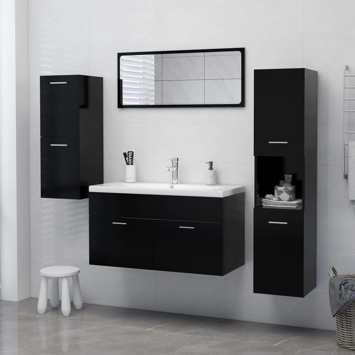 Mobile da Bagno Nero 30x30x80 cm in Legno Multistrato 804989