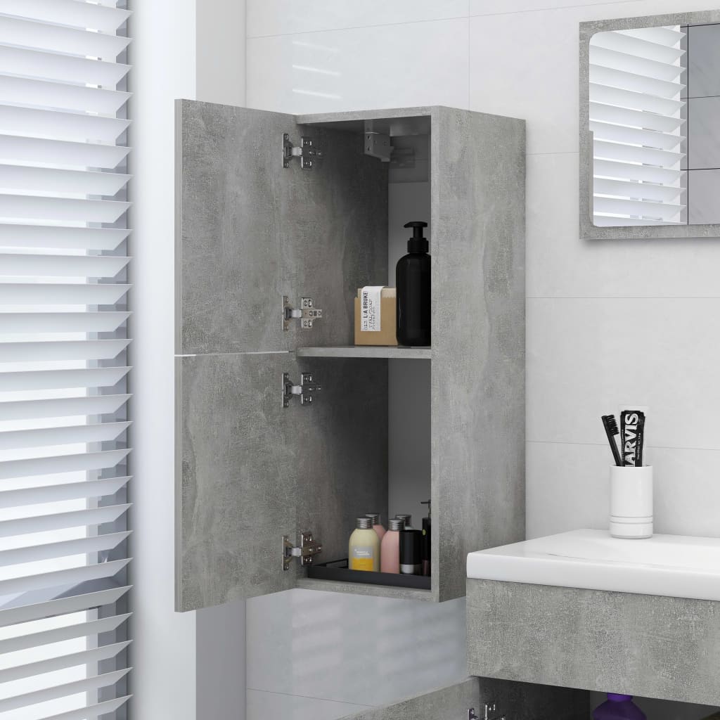 Mobile da Bagno Grigio Cemento 30x30x80 cm Legno Multistrato 804992