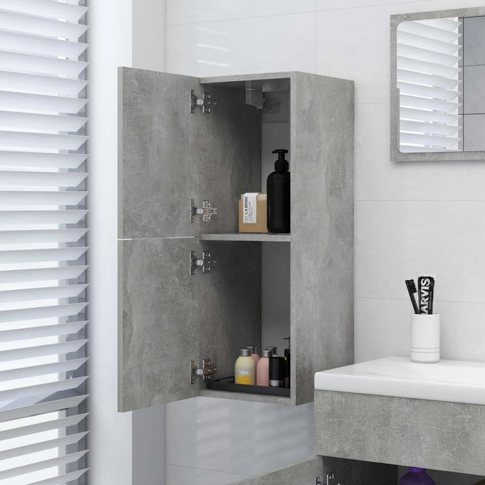 Mobile da Bagno Grigio Cemento 30x30x80 cm Legno Multistrato 804992