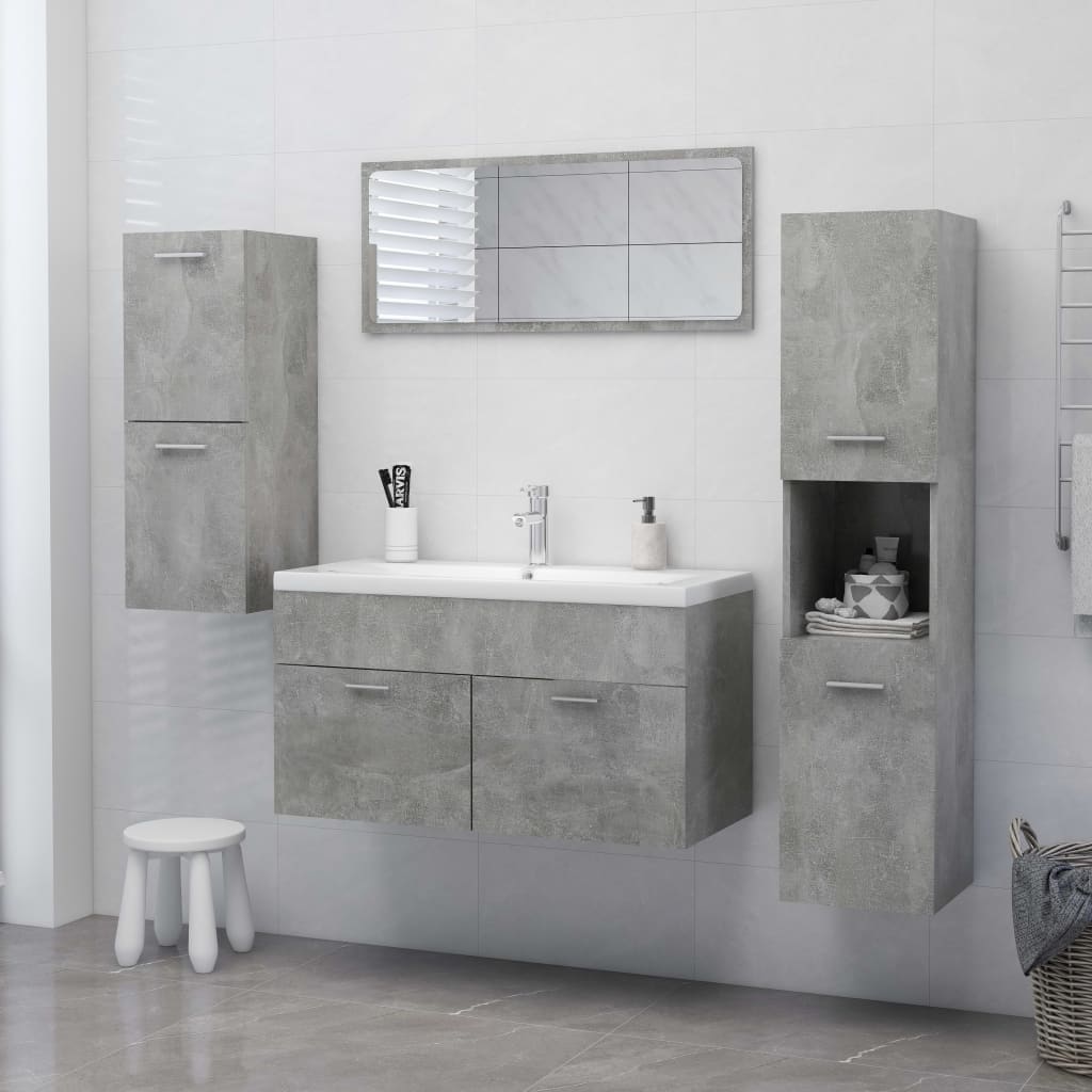 Mobile da Bagno Grigio Cemento 30x30x80 cm Legno Multistrato 804992