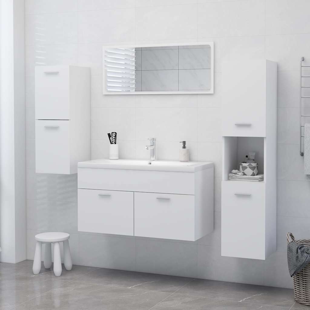 Mobile da Bagno Bianco 30x30x130 cm in Legno Multistrato 804997
