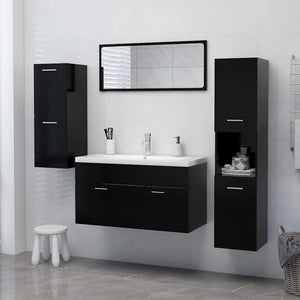 Mobile da Bagno Nero 30x30x130 cm in Legno Multistrato 804998