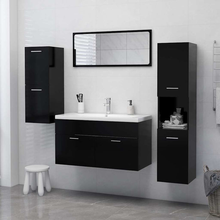 Mobile da Bagno Nero 30x30x130 cm in Legno Multistrato 804998