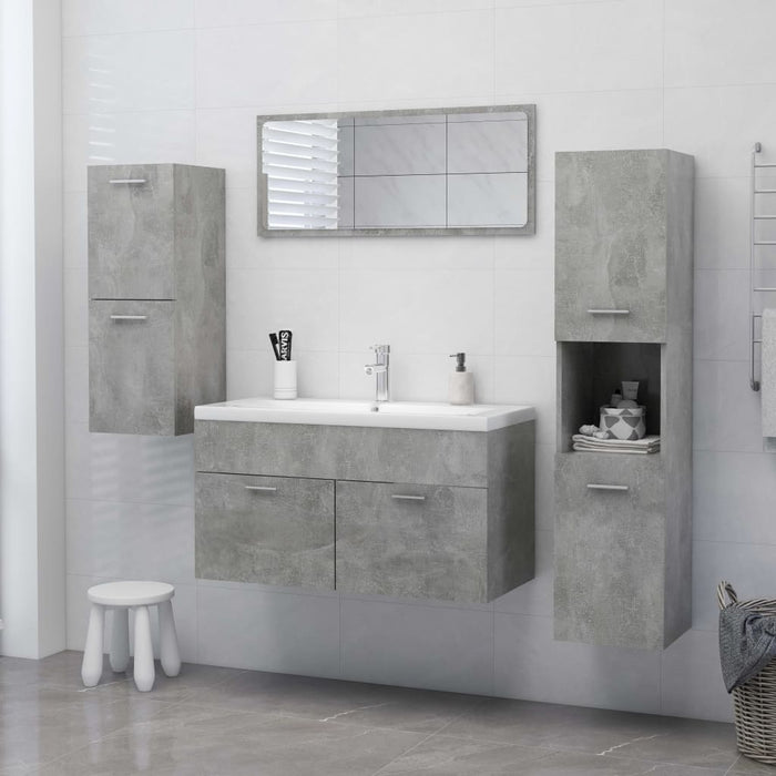 Mobile da Bagno Grigio Cemento 30x30x130 cm Legno Multistrato 805001