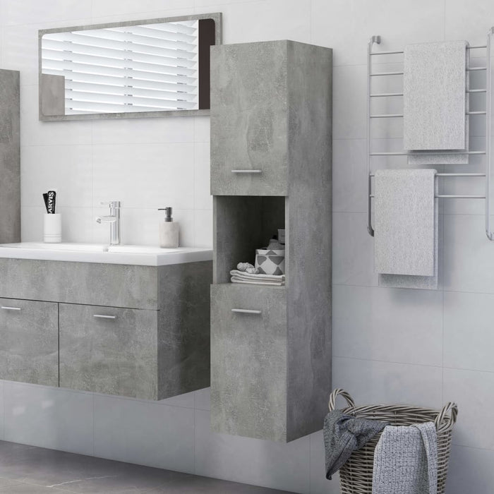 Mobile da Bagno Grigio Cemento 30x30x130 cm Legno Multistrato 805001