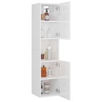 Armadietto Bagno Bianco Lucido 30x30x130cm in Legno Multistrato 805003