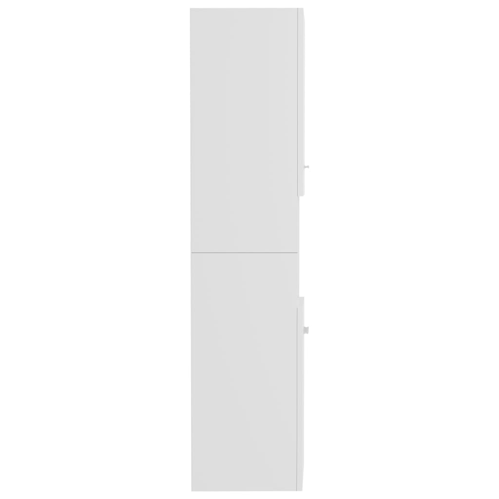 Armadietto Bagno Bianco Lucido 30x30x130cm in Legno Multistrato 805003