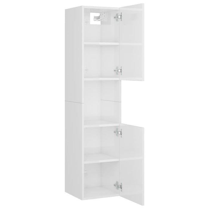 Armadietto Bagno Bianco Lucido 30x30x130cm in Legno Multistrato 805003