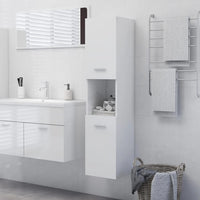 Armadietto Bagno Bianco Lucido 30x30x130cm in Legno Multistrato 805003