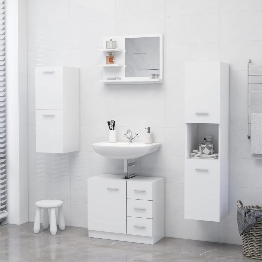 Specchio da Bagno Bianco 60x10,5x45 cm in Legno Multistrato 805006