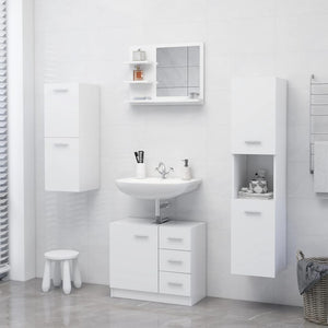 Specchio da Bagno Bianco 60x10,5x45 cm in Legno Multistrato 805006