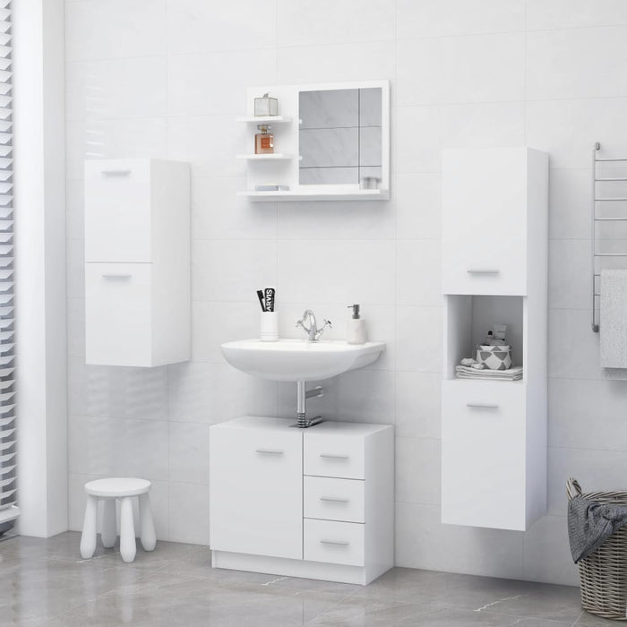 Specchio da Bagno Bianco 60x10,5x45 cm in Legno Multistrato 805006
