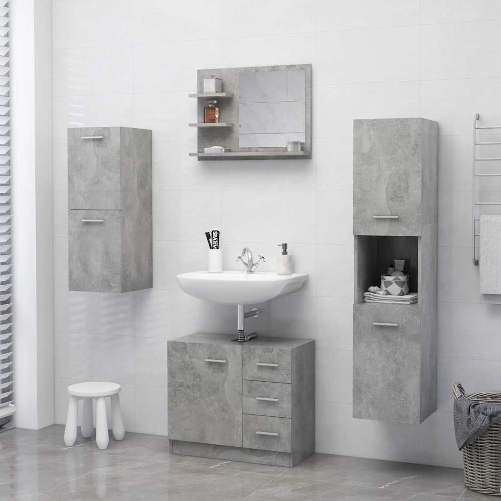 Specchio da bagno-Specchio decorativo Grigio Cemento 60x10,5x45 cm in Truciolato