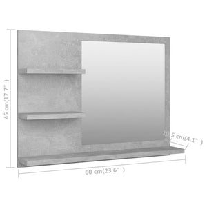 Specchio da bagno-Specchio decorativo Grigio Cemento 60x10,5x45 cm in Truciolato