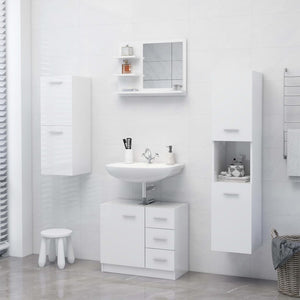 Specchio da Bagno Bianco Lucido 60x10,5x45 cm Legno Multistrato 805012