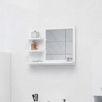 Specchio da Bagno Bianco Lucido 60x10,5x45 cm Legno Multistrato 805012
