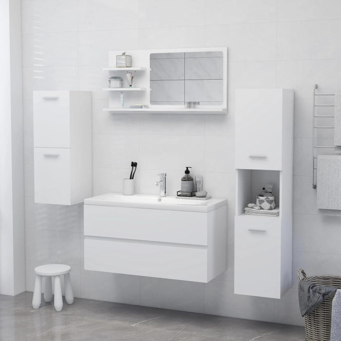 Specchio da Bagno Bianco 90x10,5x45 cm in Legno Multistrato 805015