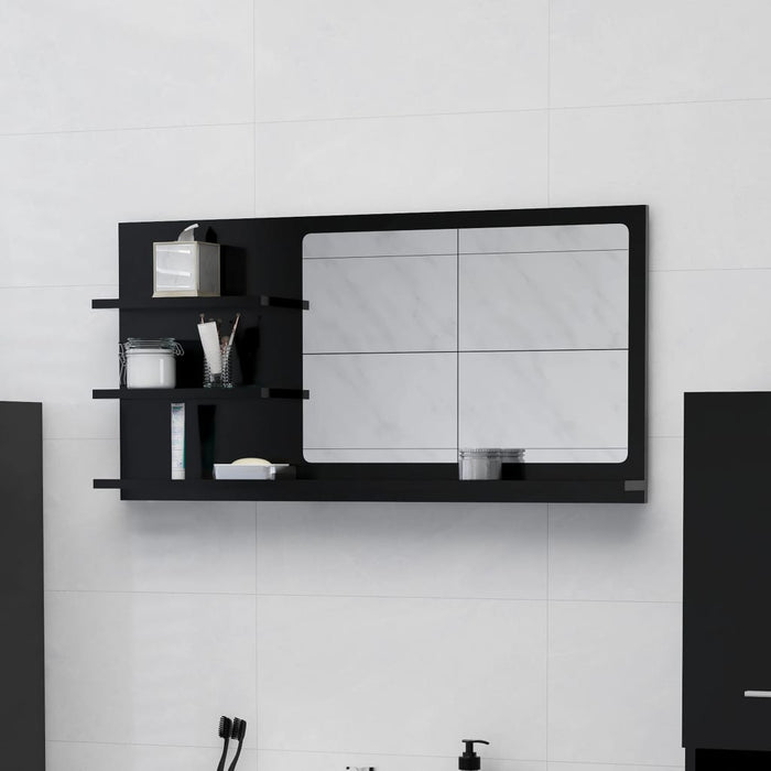 Specchio da bagno-Specchio decorativo Nero 90x10,5x45 cm in Legno Multistrato
