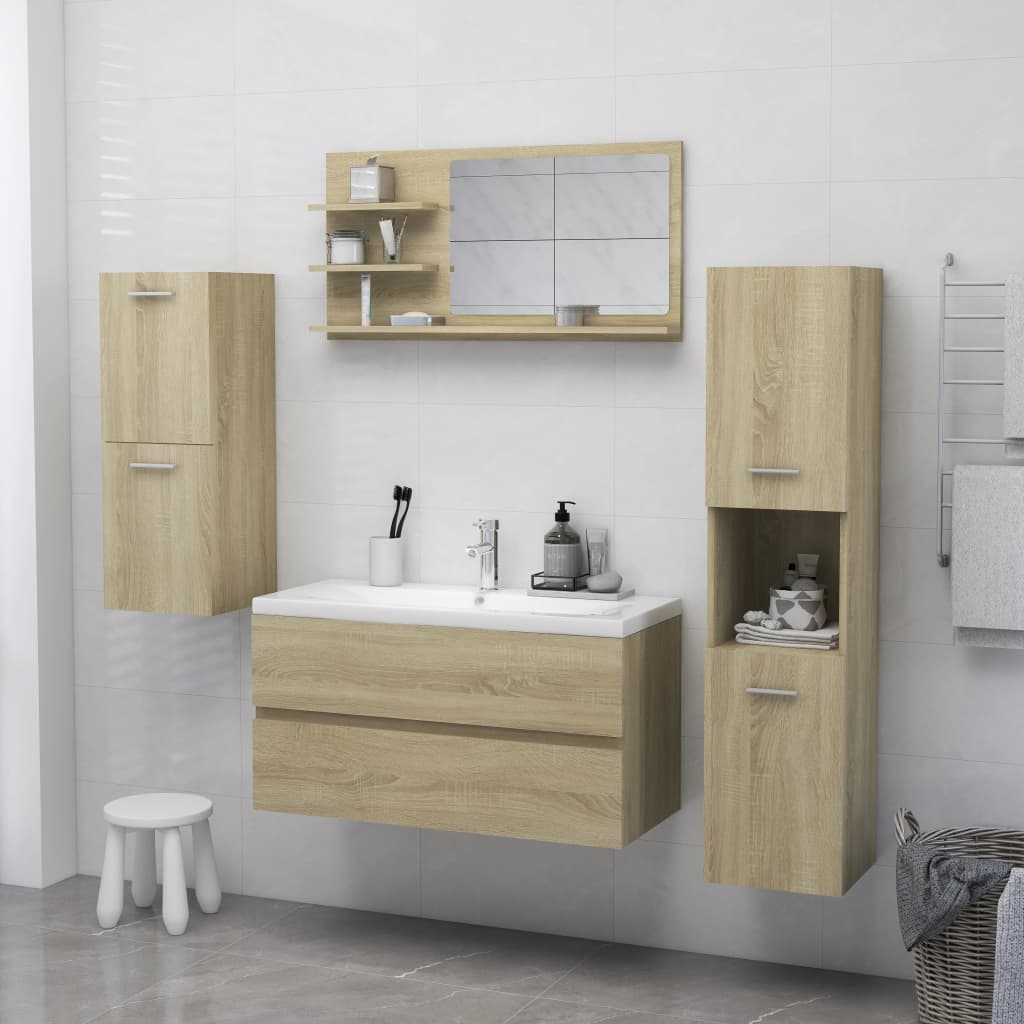 Specchio da Bagno Rovere Sonoma 90x10,5x45 cm Legno Multistrato 805018