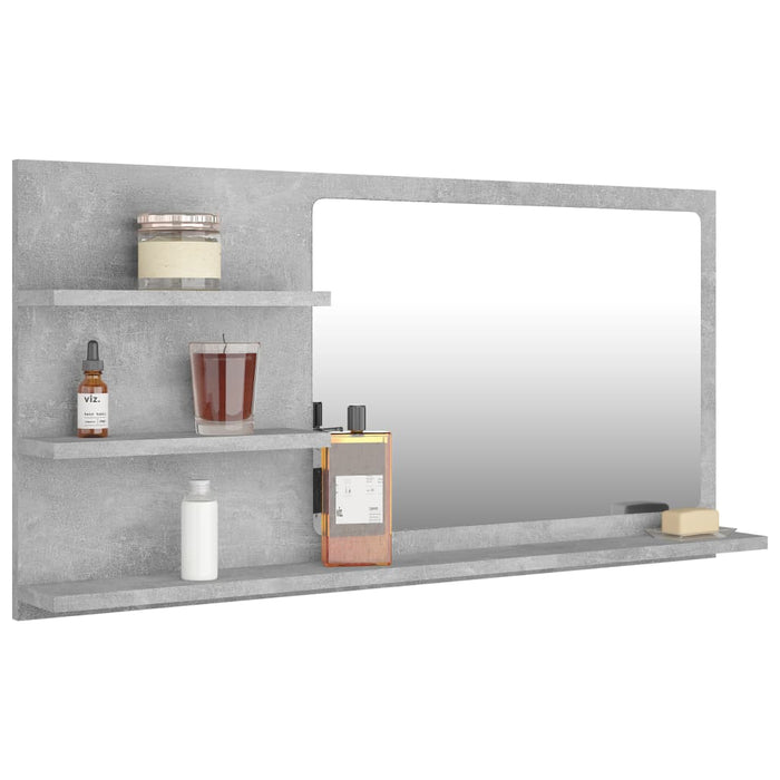 Specchio da Bagno Grigio Cemento 90x10,5x45cm Legno Multistrato 805019