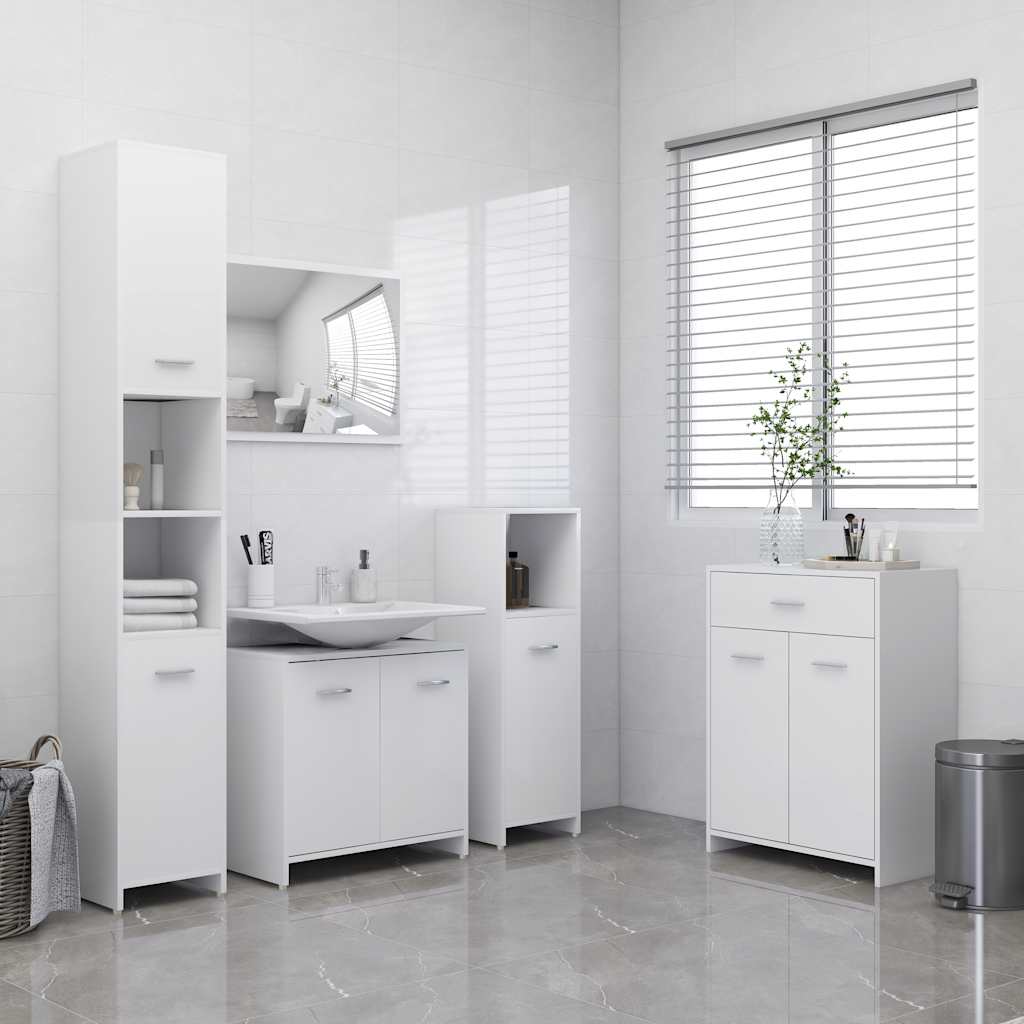 Armadio da Bagno Bianco 60x33x80 cm in Legno Multistrato cod mxl 8295