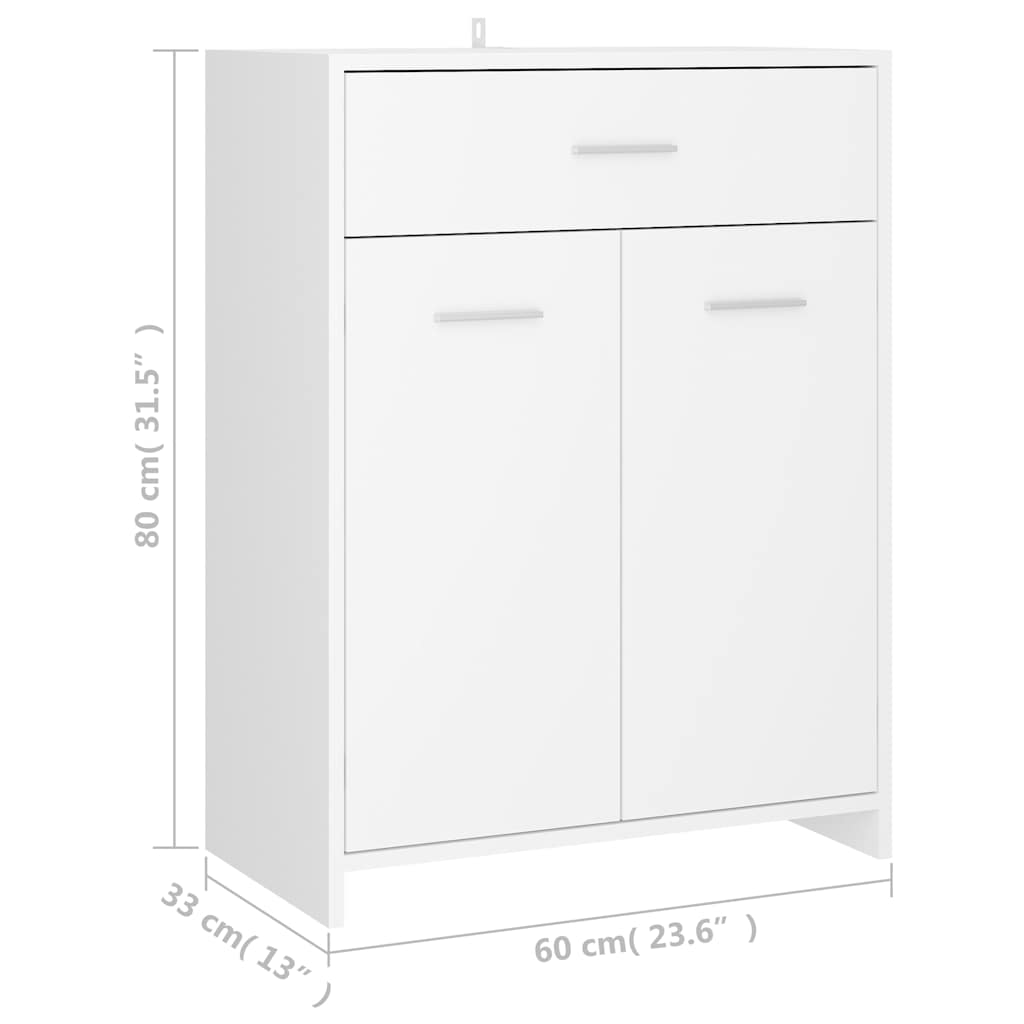 Armadio da Bagno Bianco 60x33x80 cm in Legno Multistrato cod mxl 8295