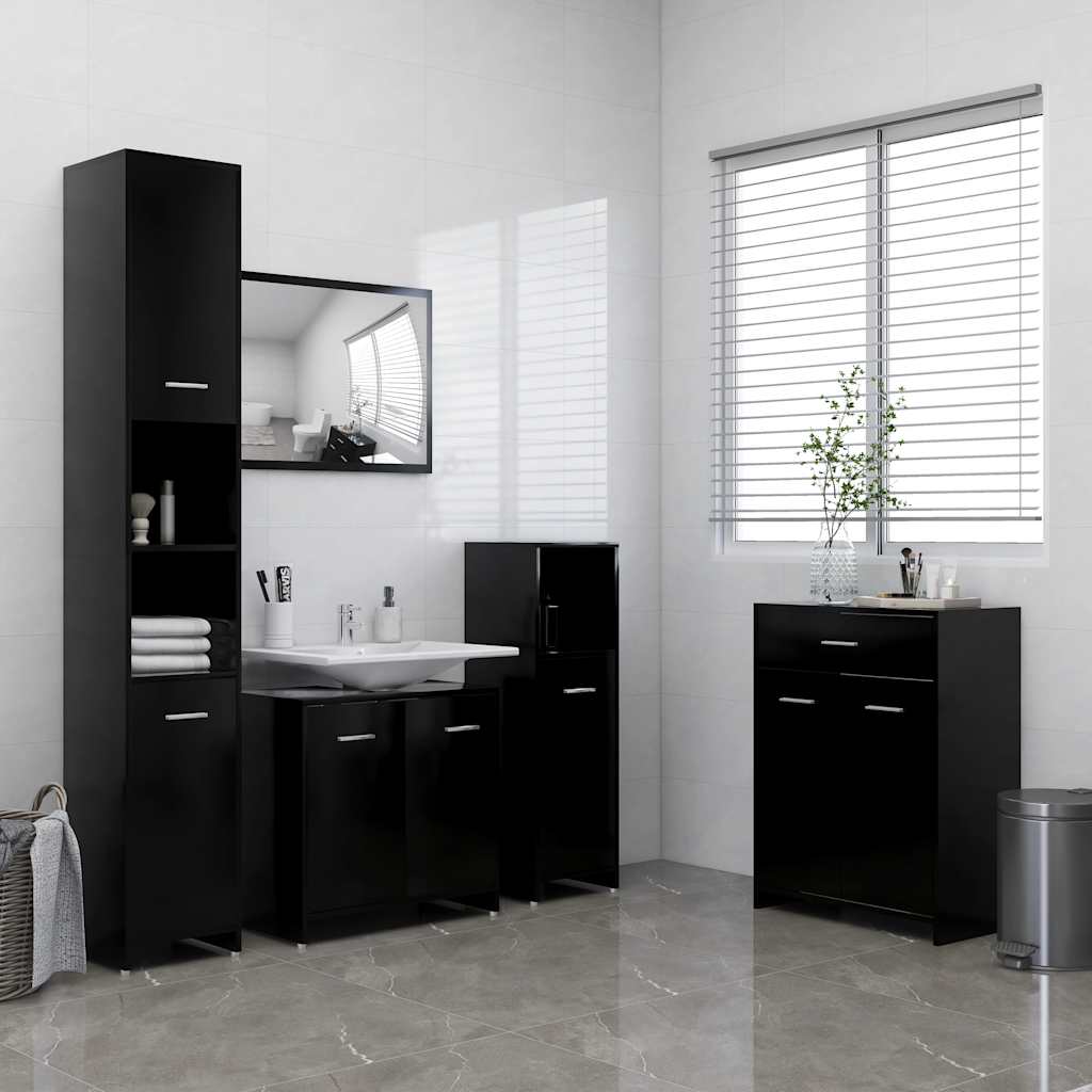 Mobile da Bagno Nero 60x33x80 cm in Legno tecnico 805025