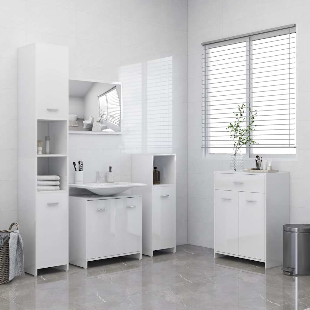 Mobile da Bagno Bianco Lucido 60x33x80 cm in Legno tecnico 805030