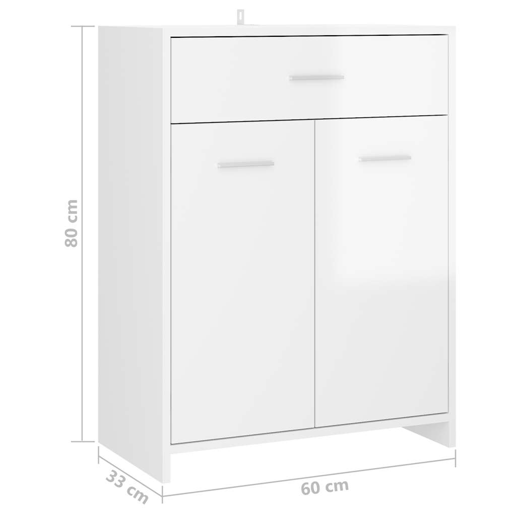 Mobile da Bagno Bianco Lucido 60x33x80 cm in Legno tecnico 805030