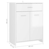 Mobile da Bagno Bianco Lucido 60x33x80 cm in Legno tecnico 805030