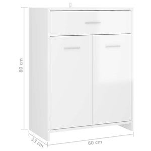 Mobile da Bagno Bianco Lucido 60x33x80 cm in Legno tecnico 805030
