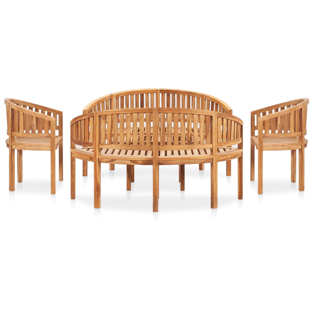 Set Salotto da Giardino 5 pz Design Curvo in Massello di Teak 3059965