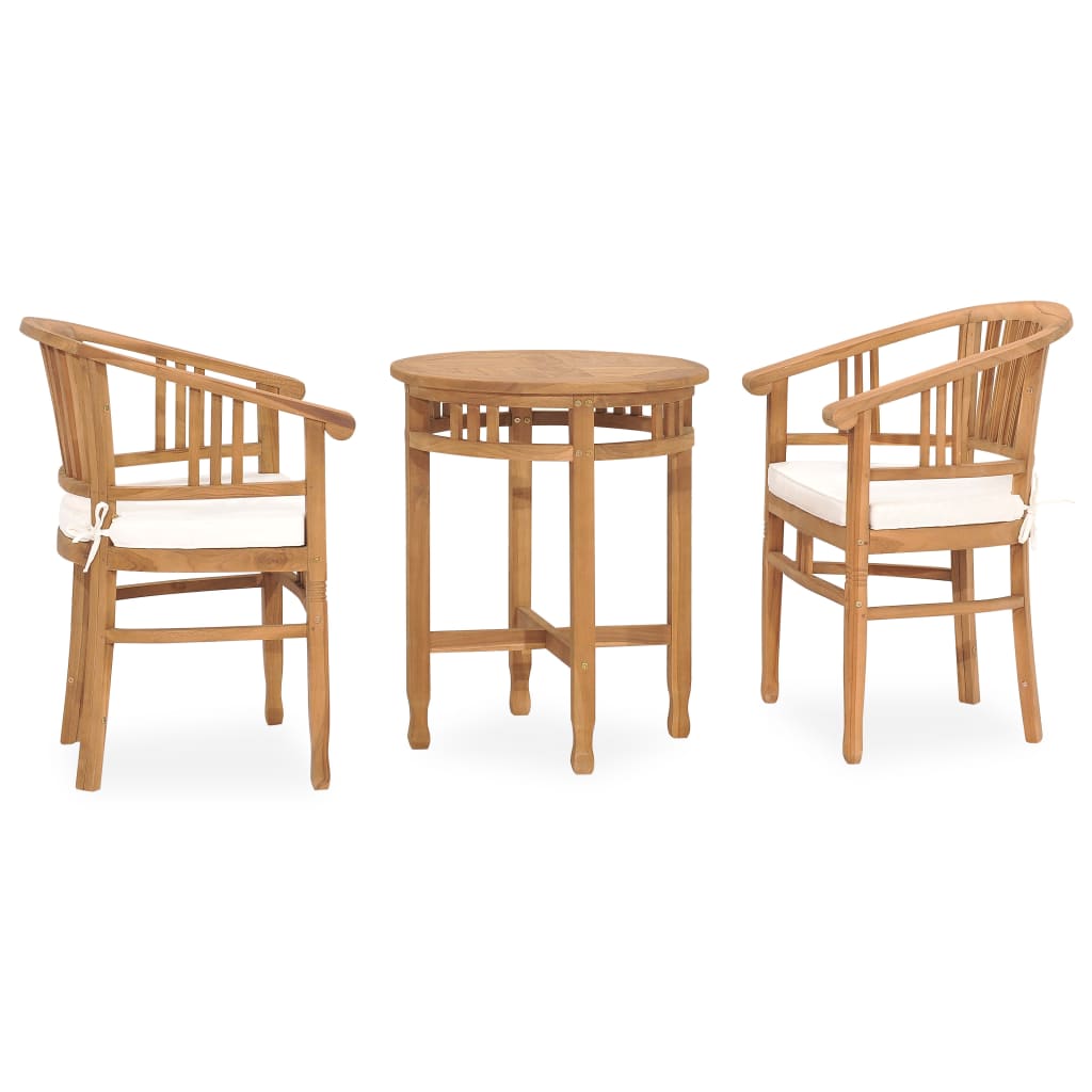 Set da Pranzo da Giardino 3 pz con Cuscini in Massello di Teak 3059996